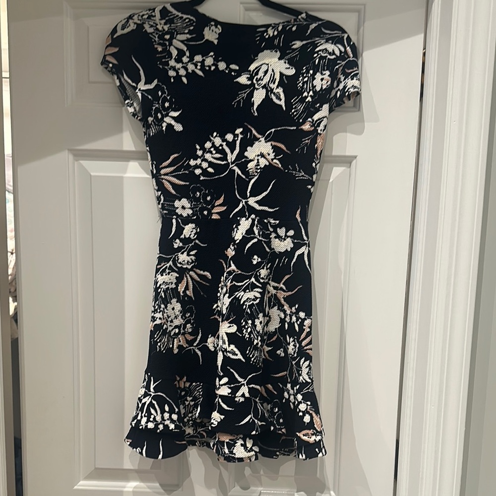 Aqua Blue Fit and Flare Mini Dress with Flutter Sleeves
